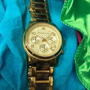 Gold and tortoise shell Michael Kors watch